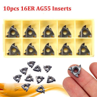 10pcs 16ER AG55 CNC Lathe Carbide Inserts External Thread for Turning Tool AO - Image 1 of 4