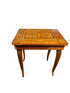 Vtg Italian Inlaid Marquetry Florentine Music Box Side Table W/key 17x15x11 - Picture 1 of 8