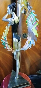 Art Deco ARTMAX MODERN HOME DECORATIVE WOMAN DANCER METAL SCULPTURE 4312-PT - Picture 1 of 6