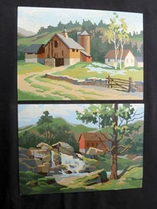 ~ D25-53 ~ LOT of 2 PBN BARNS ~ mid-century Paint By Numbers - Picture 1 of 5