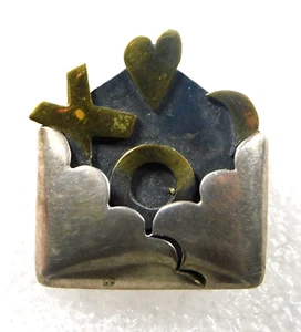 MEXICO ARTISAN STERLING HANDMADE Vintage Love Letter PIN - Bild 1 von 3