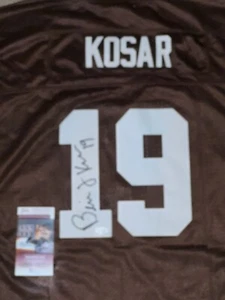 BERNIE KOSAR SIGNED CLEVELAND BROWNS BROWN JERSEY JSA WITNESS COA  - Picture 1 of 10