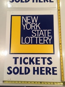 Metal New York State Lottery Sign Double Sided 24”x16” NOS ~ 10 Available - Picture 1 of 10