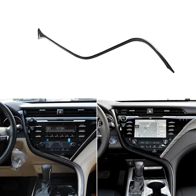 Tira de moldura de consola central interior de fibra de carbono real para Toyota Camry 2018-2024 Foto 1 de 4