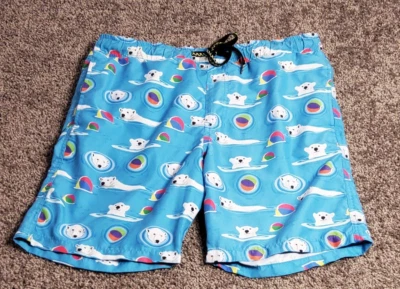 Costume da bagno uomo Surf Society Board Shorts foderati con coulisse orso polare blu medio - Immagine 1 di 4