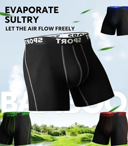 Men Boxer Briefs 4 Pack Bamboo Long Leg Shorts Comfortable Soft Trunks Underwear - Picture 1 of 16