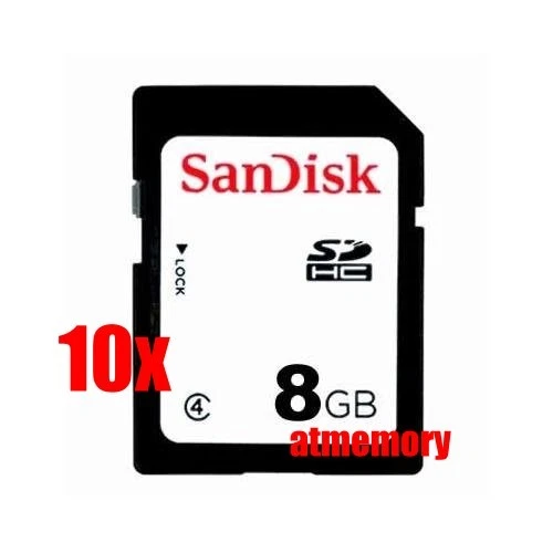 10x SanDisk 8GB SD SDHC 8G Class 4 Memory Card Bulk Package Lot of 10pcs  - Image 1 of 1
