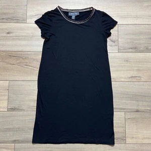 Coercion London Damen Shirtkleid XS Kurzarm Metallic Ausschnitt Schwarz - Bild 1 von 8