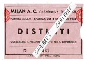 CALCIO RARISSIMO BIGLIETTO TICKET A.C. MILAN SPARTAK MOSCA 4 SETTEMBRE 1957 - Picture 1 of 2
