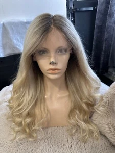18” 180% density Ash Blonde rooted full lace wig, 100% human hair BN - Picture 1 of 24