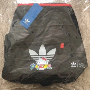 adidas Originals x Hello Kitty Kawaii Gym Sack Bag Black Floral Trefoil Logo New - Picture 1 of 7