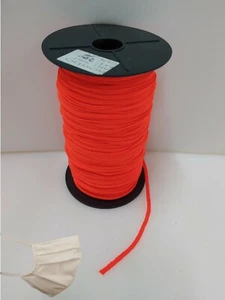 ELASTICO FETTUCCIA MORBIDA ARANCIONE FLUO 5 mm 200 mt. per PROTEZIONI FACCIALI - Foto 1 di 1