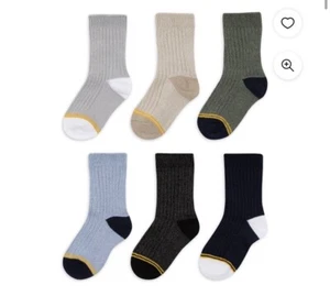 TWO SIX Packs! Gildan Toddler Boys 6-Pair Gold Toe Crew Socks Size 12-24M - Picture 1 of 6