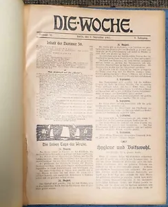 1907 Die Woche Band 3 Zeitschrift Original Illustrierte Antik Buch - Bild 1 von 12