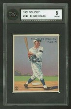 1933 GOUDEY 128 CHUCK KLEIN KSA 8 HIGH GRADE SHARP ORIGINAL 100% LEGITIMATE CARD