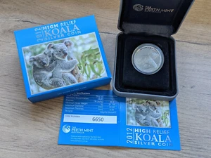 Perth Mint Australian KOALA 1 oz silver PROOF HIGH RELIEF coin 2012 - Imagen 1 de 9