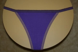 Purple Thong G-String, Dark Brown Bands, Dark Purple Band w Loop Fringe -M - Picture 1 of 2