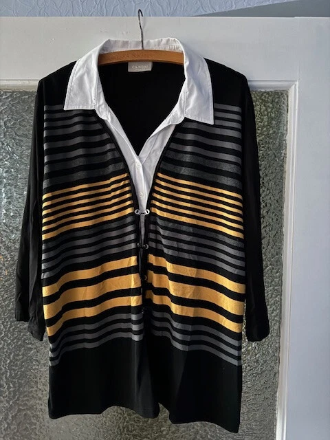 Neuw. schönes Langarmshirt von C&A mit Bluseneinsatz Gr. XL - Bild 1 von 1