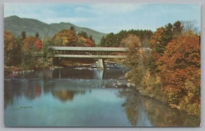 Tarjeta postal vintage The Covered Bridge at Conway, New Hampshire, EE. UU. - Imagen 1 de 2
