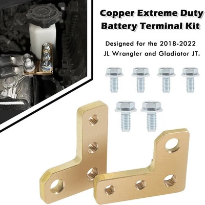 Extreme Duty Battery Terminals Brass for 2018-2025 Jeep Wrangler JL&Gladiator JT — 第 1/4 张图片