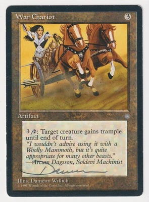 Signed War Chariot Proof MP Ice Age Artist Dameon Willich 1995 WOTC MTG Magic AP - Image 1 of 2