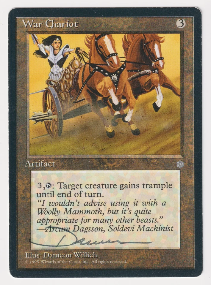 Signed War Chariot Proof MP Ice Age Artist Dameon Willich 1995 WOTC MTG Magic AP - Image 1 of 2