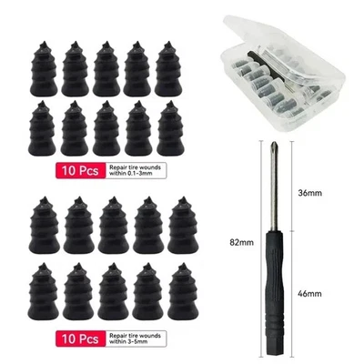 Car Tubeless Vacuum Tyre Puncture Repair Kit Screw Nails Tire Patch Plug Fix New - Image 1 of 4
