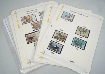 US 1970s-2010s COLLECTION OF 92 WISCONSIN STATE REVENUE STAMPS DUCKS & FISH - Image 1 of 4