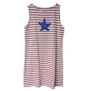 Talbots Red Stripe Starfish Jersey Sundress Size Medium - Picture 1 of 8