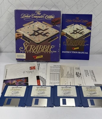 Scrabble The Deluxe Computer Edition Big Box Game 1990 Windows 5.25" 3.5" - Image 1 of 4