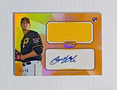 Gerrit Cole 2013 Topps Finest Jumbo Relic Auto RC Orange Refractor 61/99 AJR-GC - Image 1 of 4