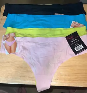 Seven Til Midnight 4pr. SHADOW STRIPE BONDED THONG LOT Plus Size 1x/2x NEW - Picture 1 of 5