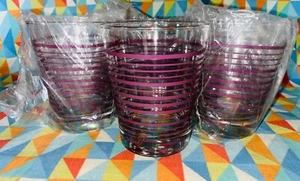 FIESTAWARE set of 4 Fiesta PURPLE Striped 12 Oz Tumbler Drinking Glasses - Picture 1 of 4