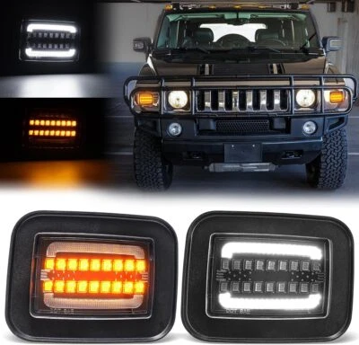 2pcs For Hummer H2 03-09 4door Amber LED Corner Turn Signal Lights Parking Lamps - Image 1 of 4