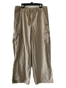 Vintage Nike Parachute Cargo Beige Pants Kids Youth XL (16-20) Grunge Y2K - Picture 1 of 8
