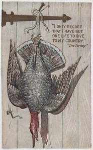 Gold Embossed The Turkeys Only "Regret" Vintage Thanksgiving Postcard - Picture 1 of 2