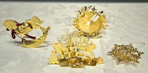 Fantastico set di 4 decorazioni natalizie vintage oro Lunt Tamerlano - Foto 1 di 9