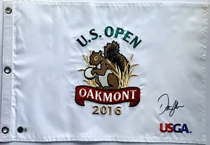 Dustin Johnson firmato 2016 US Open Flag Oakmont golf usga pga beckett coa - Foto 1 di 12
