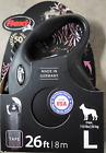 FLEXI Retractable Dog Leash (TAPE) 26 Feet Size Large Black/Black Color New