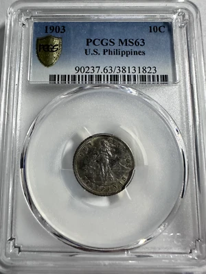 1903 US-Philippines 10 centavos  Silver Coin PCGS MS63 - Image 1 of 2