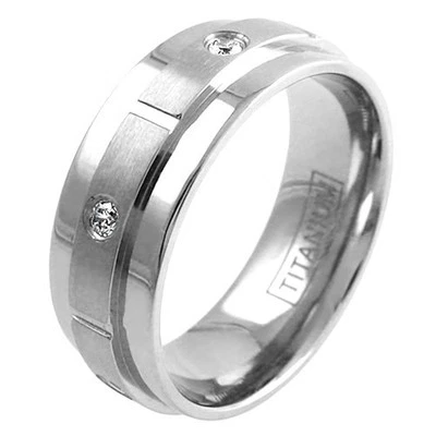 Titanium Men's 0.18 Carat CZ Gear Design Center Wedding Band Ring Size 9-13  - Image 1 of 2