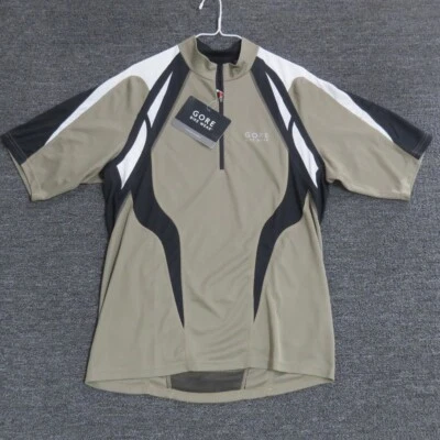 Gore Bike Wear Shirt Mens Size Large Short Sleeve Half Zip Beige Black New - Image 1 of 4