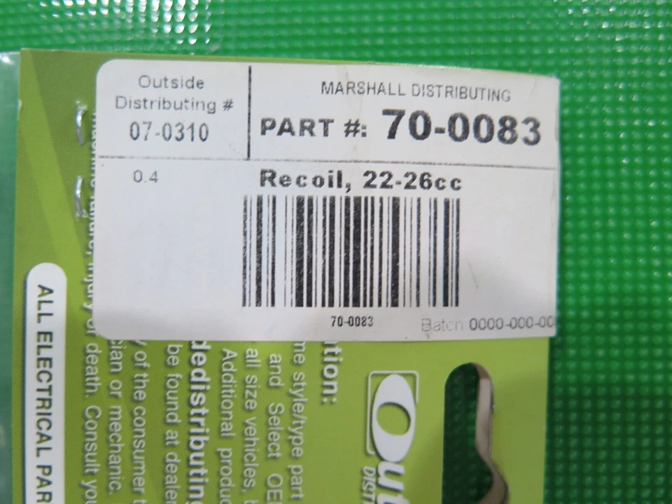 Outside Distr.  07-0310 Plastic Recoil/Pull Starter, 22/26cc 2-Strokes (12A1-1) - Image 1 of 3