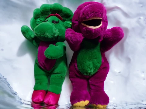1993 Barney plush 14" Baby Bop 13" lot Cover