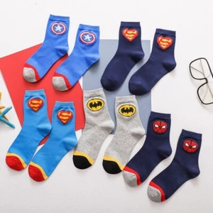 Children socks Spiderman The Flash Superman Batman Boy Girl Cartoon Socks - Picture 1 of 3