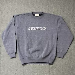 Cheetah Blue Crewneck Sweatshirt Mens MED Vintage 90s Embroidered Meas. In Desc. - Picture 1 of 21