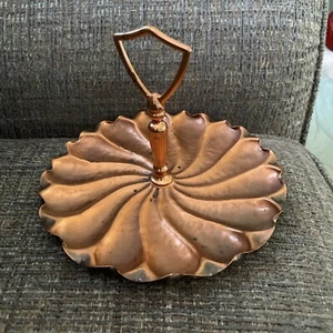 Gregorian Hammered Copper Serving Dish Tray With Handle Vintage Candy Nut - Picture 1 of 12