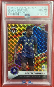 2021-22 Panini Mosaic Serie A Red & Gold Choice #/10 Denzel Dumfries PSA 10 GM