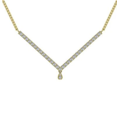 Colar pingente da moda SI1 G 0,45 quilates conjunto de pinos de diamante genuíno ouro amarelo 14K - Imagem 1 de 4