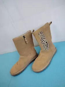 UGG Australia Women's Lo Pro Floral Cutout Suede Boots Tan Side Zip - Size 5 - Picture 1 of 15